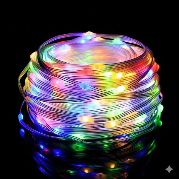 Фото  Светодиодная RGB 10м гирлянда на елку или новогоднего декора в дом или на улицу водонепроницаемая IP65 с управлением SMART