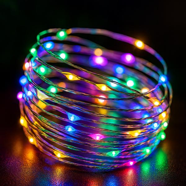 Фото  Светодиодная гирлянда «Роса» 20 м, 200 ламп, мультиколор, 8 режимов, USB 5V + сеть 220 В
