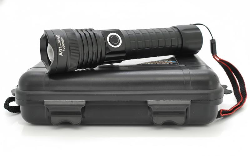 Фото Фонари, прожекторы, светильники Светодиодный фонарь BAILONG BL-A91-P50, суперяркий, ударо- и влагозащищённый, чёрный