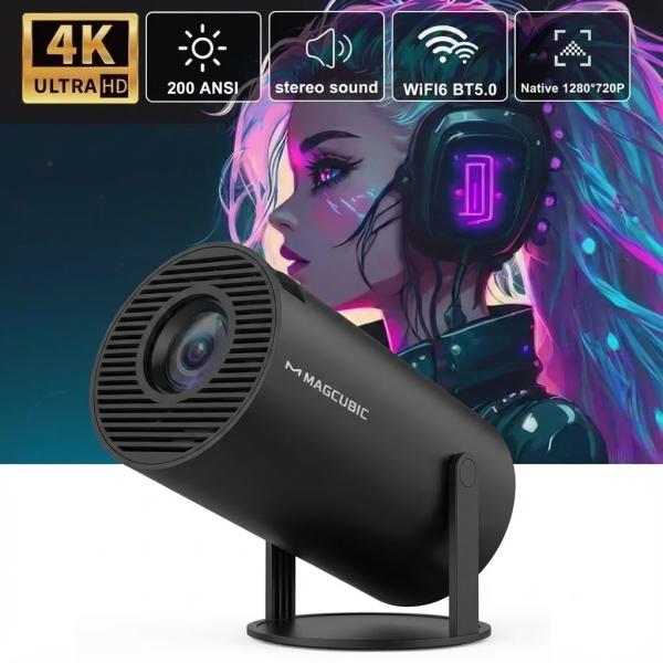 Фото Электроника Портативный 4K UHD мини-проектор Magcubic HY300 Черный Android 12 С поддержкой Wi-Fi Bluetooth