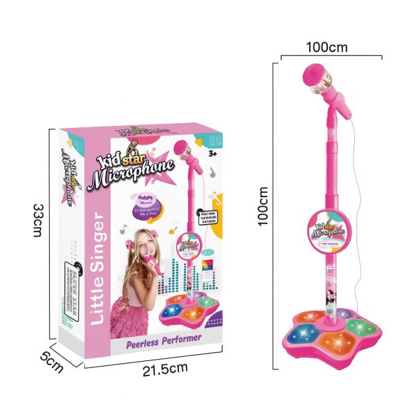 Фото Детский мир, детские товары Детский микрофон на регулируемой стойке с MP3 и подсветкой. Музыкальный игровой набор караоке для детей