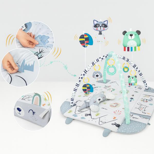 Фото Детский мир, детские товары Развивающий коврик Ricokids с дугами и игрушками, белый/серый, 110×100 см