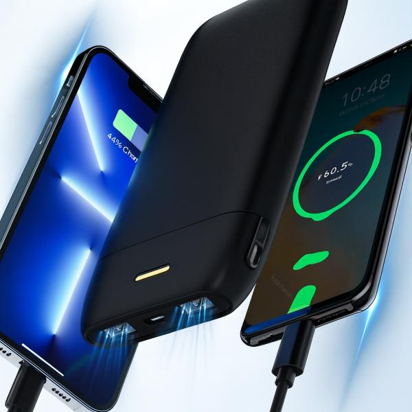 Фото PowerBank, внешние аккумуляторы Повербанк LENYES PX167 10000 mAh с LED-индикатором и 2 USB, черный