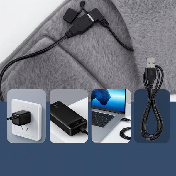 Фото Товары для дома и сада Электро‑пояс с подогревом USB 105×20 см, графеновый нагрев, 3 режима, портативный, серый