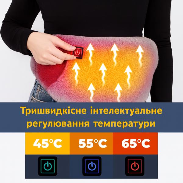 Фото Товары для дома и сада Электро‑пояс с подогревом USB 105×20 см, графеновый нагрев, 3 режима, портативный, серый