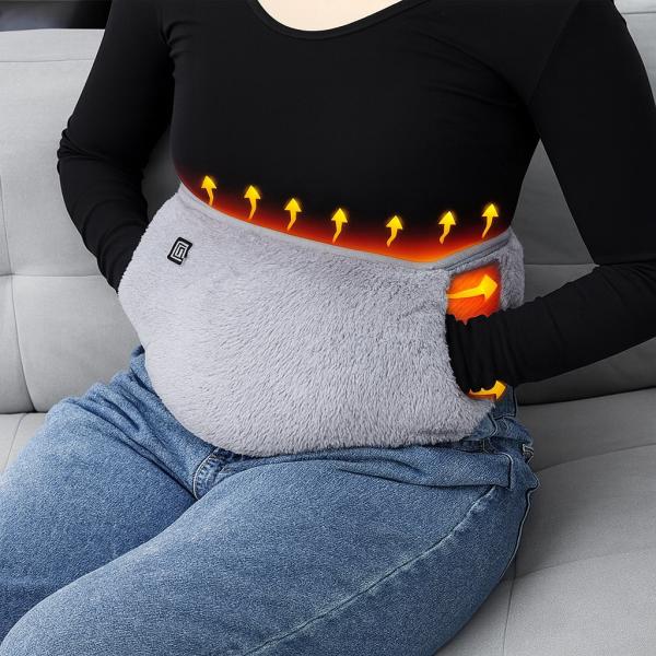 Фото Товары для дома и сада Электро‑пояс с подогревом USB 105×20 см, графеновый нагрев, 3 режима, портативный, серый