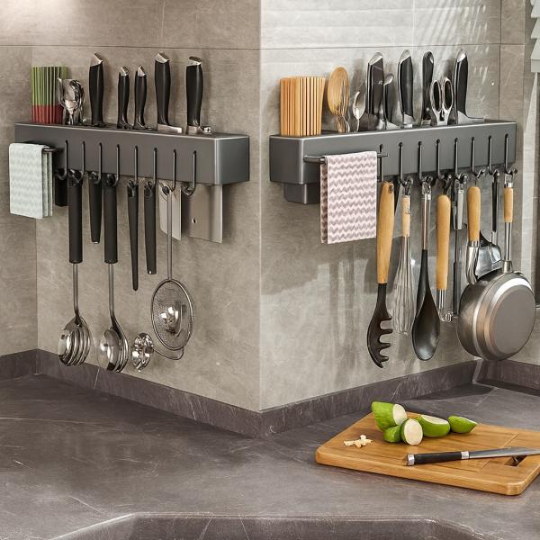 Фото Все для кухни Кухонный держатель настенный 40 см для приборов и полотенец полка SKLM-5