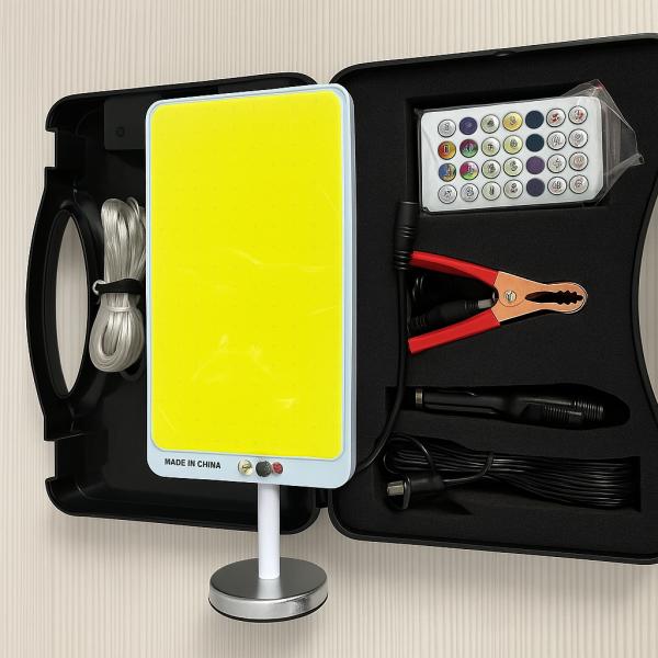 Фото Фонари, прожекторы, светильники Уличный LED прожектор на штативе с пультом и солнечной батареей  ZJ-HW006 набор для пикника