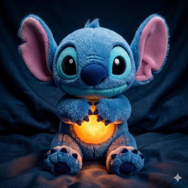 Фото Детский мир, детские товары Интерактивная мягкая игрушка Soft Toys «Стич» с подсветкой, музыкой и эффектом дыхания, светится, колыбельная