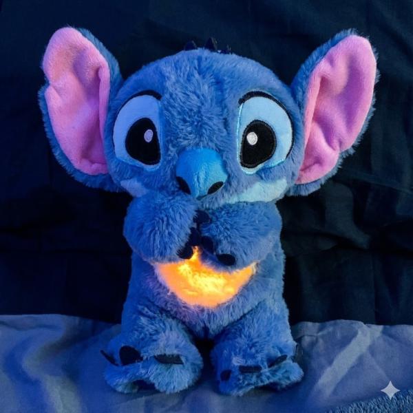 Фото Детский мир, детские товары Интерактивная мягкая игрушка Soft Toys «Стич» с подсветкой, музыкой и эффектом дыхания, светится, колыбельная