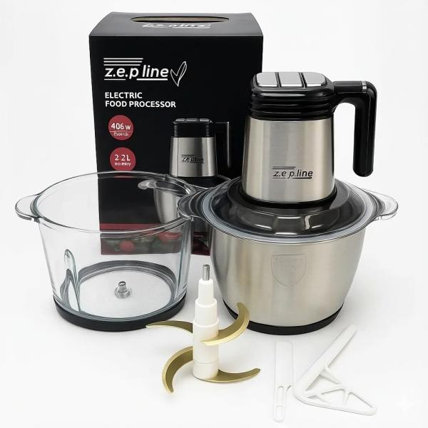 Фото Все для кухни Измельчитель кухонный Zepline ZP‑00219, 3000 Вт, 2 чаши 3.2 л