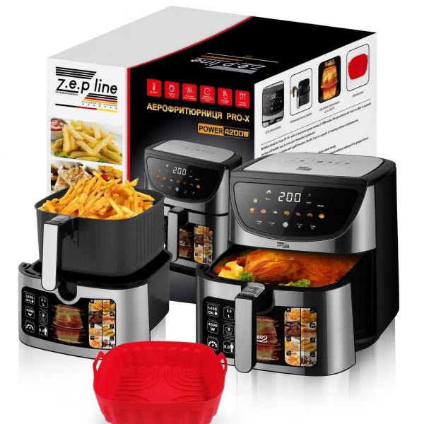 Фото Все для кухни Профессиональная фритюрница Zepline ZP-217, 12 л, 4200 Вт, 2 ТЭНа, антипригарные корзины, сенсорное управление