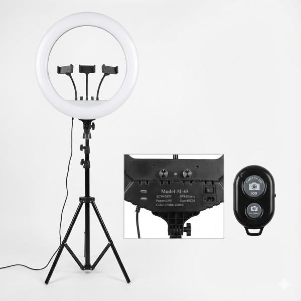 Фото Фонари, прожекторы, светильники Кольцевая LED-лампа RL-18 46 см с держателями для телефонов и пультом