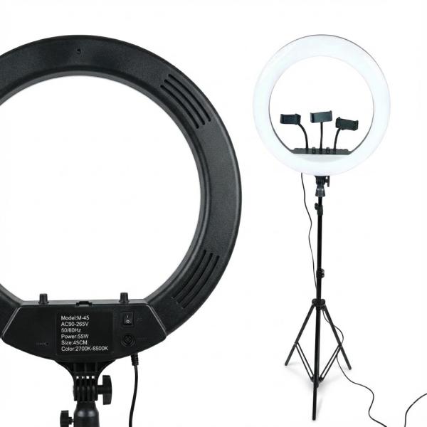 Фото Фонари, прожекторы, светильники Кольцевая LED-лампа RL-18 46 см с держателями для телефонов и пультом