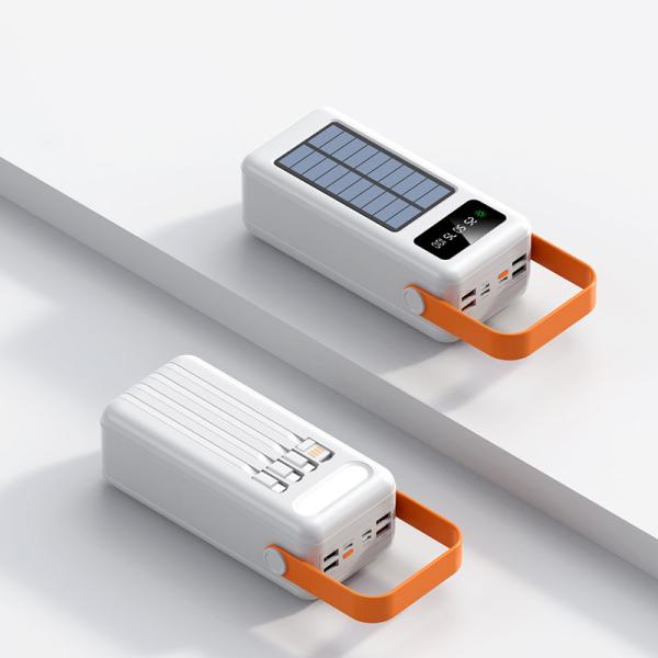 Фото PowerBank, внешние аккумуляторы Солнечный внешний аккумулятор Белый YM-636 CX на 60000 mAh со встроенными кабелями