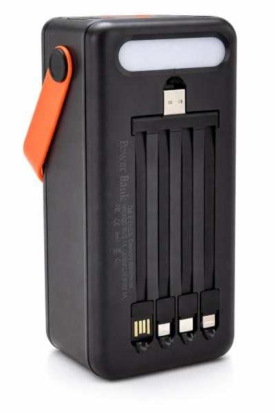 Фото PowerBank, внешние аккумуляторы Power Bank 80000 mAh с солнечной панелью и фонариком YM-638CX, Мощный внешний аккумулятор 4 USB, Черный