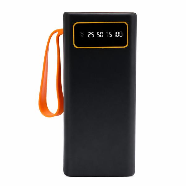 Фото PowerBank, внешние аккумуляторы Повербанк JS-658 50000 mAh, 4×USB, Type-C + microUSB, внешний аккумулятор с дисплеем и фонариком, черный