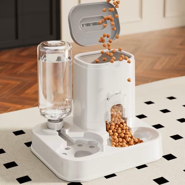 Фото Товары для животных Автоматическая кормушка 2 в 1 для кошек и собак, гравитационная миска для корма и воды, без батареек