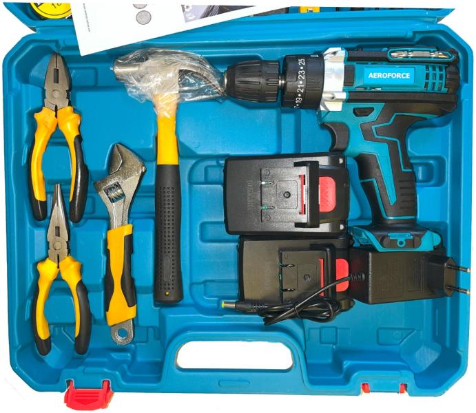 Фото Автотовары, электроинструмент, ручной инструмент Аккумуляторный шуруповерт MulinSen C016B, 24 В, набор инструментов, кейс