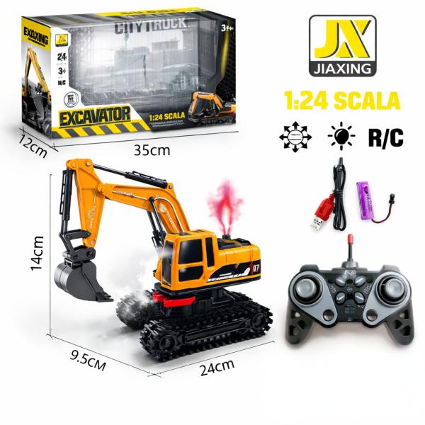 Фото Детский мир, детские товары Экскаватор на радиоуправлении 1:22, 11 каналов, металлический ковш, дымогенератор (пар), свет/звук