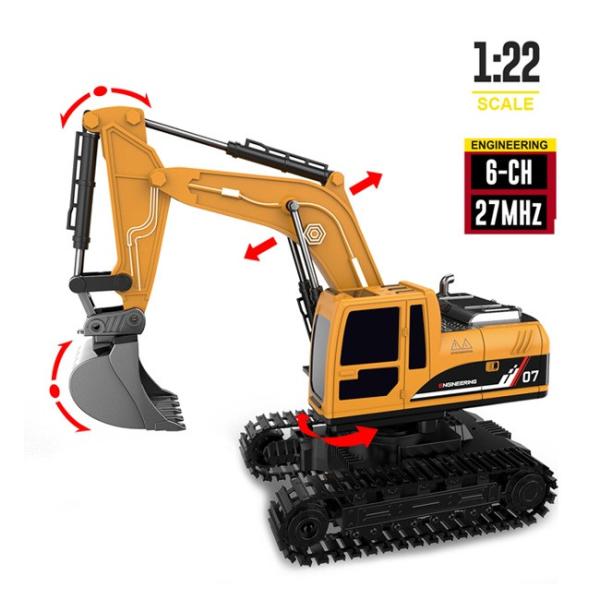 Фото Детский мир, детские товары Экскаватор на радиоуправлении 1:22, 11 каналов, металлический ковш, дымогенератор (пар), свет/звук
