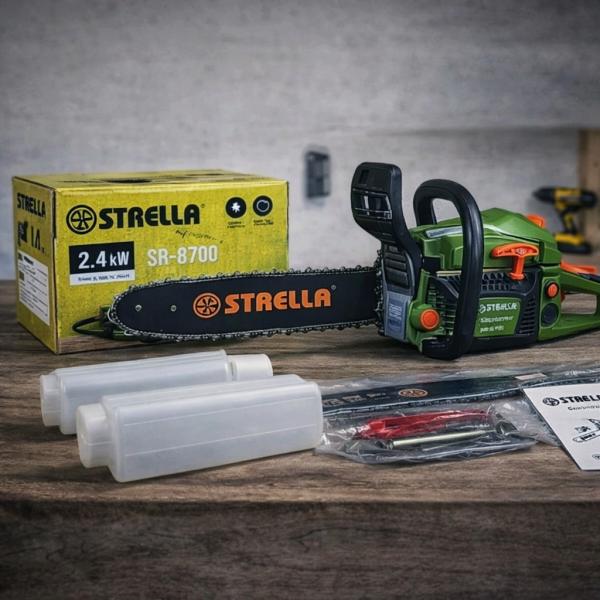 Фото Автотовары, электроинструмент, ручной инструмент Бензопила STRELLA SR-8700 LL-1025, бензиновая, для садовых и бытовых работ