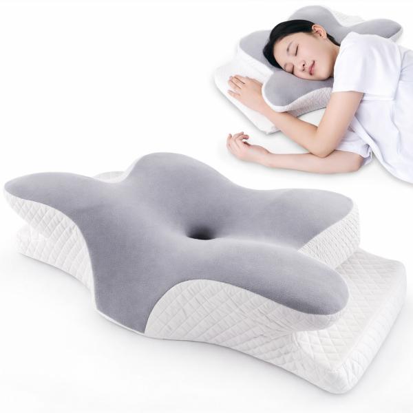 Фото Красота и здоровье Ортопедическая подушка для сна Бабочка с эффектом памяти Memory Foam 50х30 см. Анатомическая подушка под шею