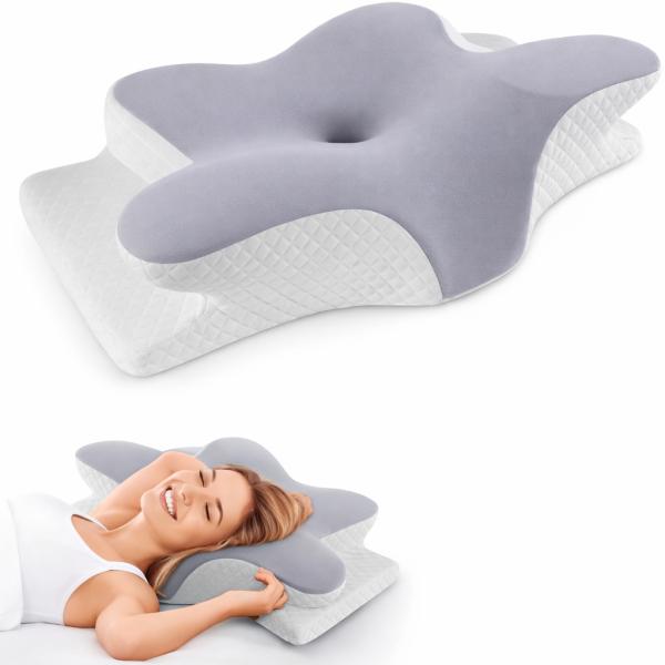 Фото Красота и здоровье Ортопедическая подушка для сна Бабочка с эффектом памяти Memory Foam 50х30 см. Анатомическая подушка под шею