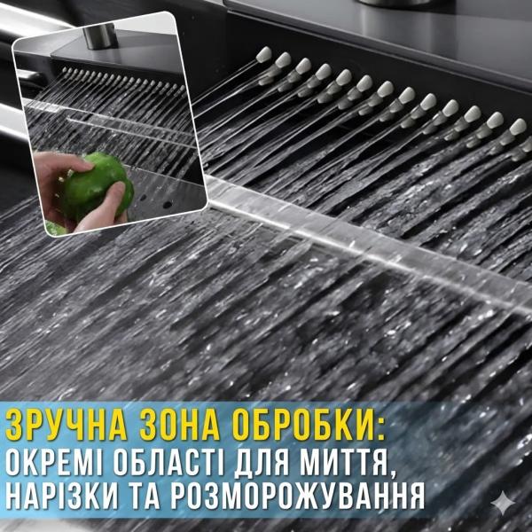 Фото Все для кухни Кухонная мойка из нержавеющей стали 75×46 см с выдвижным смесителем и 3 режимами подачи воды “Водопад” RK