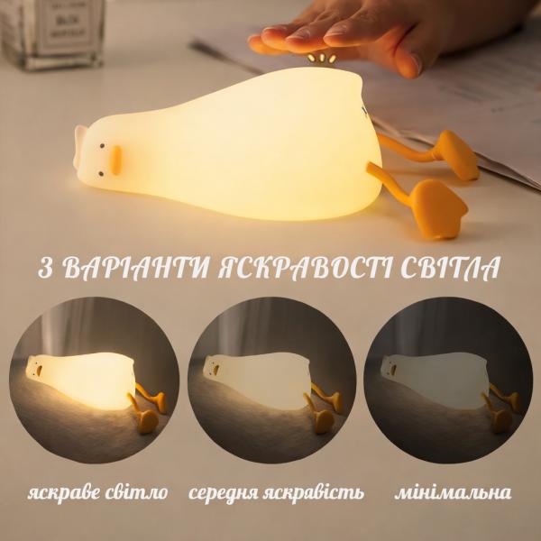 Фото Фонари, прожекторы, светильники Cветильник ночник силиконовый Уставшая утка со встроенным аккумулятором, 3 режима свечения