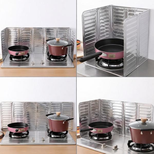 Фото Все для кухни Защитная складная панель из алюминиевой фольги для плиты 325×840 мм от брызг жира