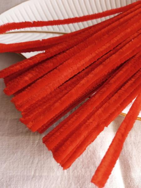 Фото Дріт синільний, біжутерний, флористичний Пухнатий дріт 30 см  червоний