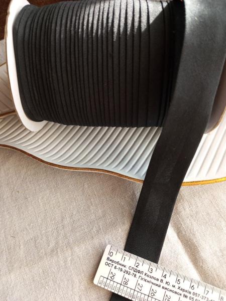 Фото Коса атласна та бавовняна  бейка 1,5 см- та 2.5 см Коса бйка для шиття бавовна 2.5 см  чорна