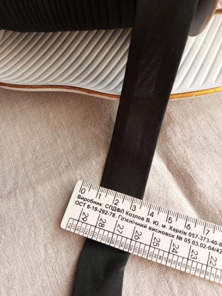 Фото Коса атласна та бавовняна  бейка 1,5 см- та 2.5 см Коса бйка для шиття бавовна 2.5 см  чорна