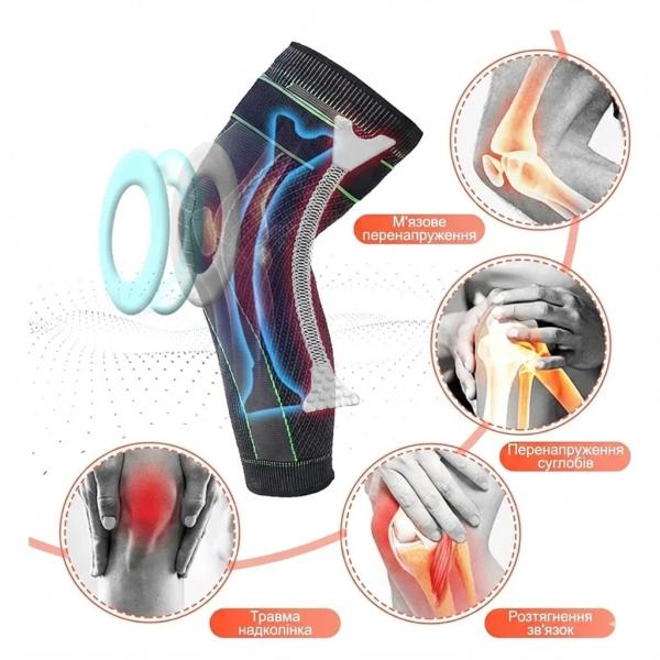 Фото Красота и здоровье Самонагреваемые наколенники с биофотонами — терапевтические бандажи для коленных суставов, универсальные согревающие наколенники и