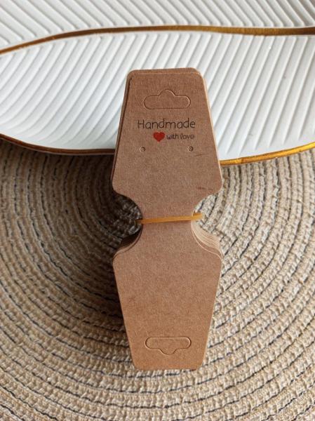 Фото  Бірочки для виробів. Бірка-підвіска  крафтова  на липучці 50х120 мм пакунок 10 штук