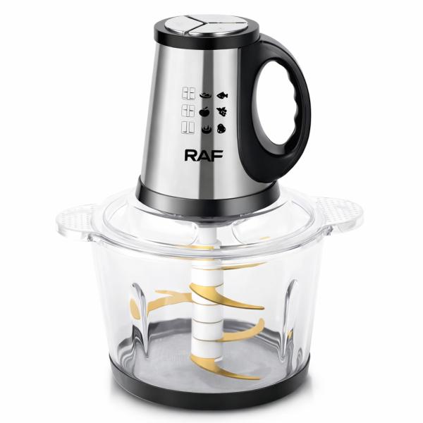 Фото Все для кухни Измельчитель кухонный электрический RAF R.7028 2в1 две чаши 3л (металл и стекло) 300Вт чоппер для мяса