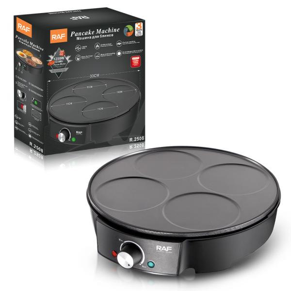 Фото Все для кухни Электрическая блинница для панкейков и оладий RAF R.2508 1200Вт на 4 блина с антипригарным покрытием