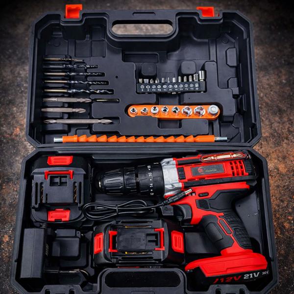 Фото Автотовары, электроинструмент, ручной инструмент Мощный аккумуляторный шуруповерт 21V с металлическим патроном 13мм (2 аккумулятора)