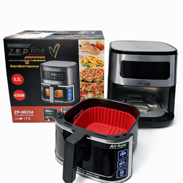 Фото Все для кухни Аэрофритюрница Zepline ZP-00234 без масла, 6.5 л, 4200 Вт, семейная, с LED дисплеем и автоматическими режимами
