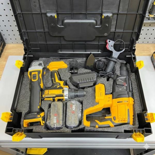 Фото Автотовары, электроинструмент, ручной инструмент Профессиональный аккумуляторный набор электроинструмента 3 в 1 48V: Перфоратор, Шуруповерт, Болгарка (УШМ)