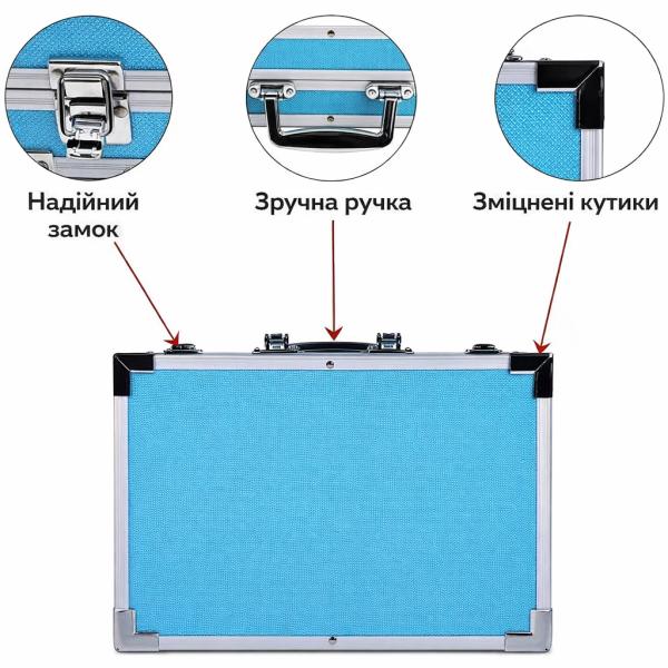 Фото Детский мир, детские товары Большой детский художественный набор для творчества и рисования в чемоданчике Синий Набор на 145 предметов