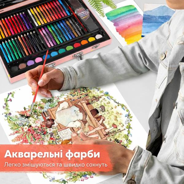 Фото Детский мир, детские товары Большой детский художественный набор для творчества и рисования в чемоданчике Синий Набор на 145 предметов