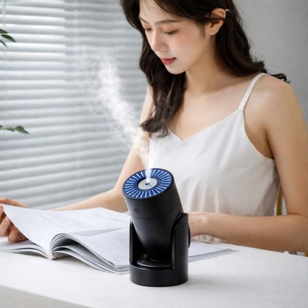 Фото Фонари, прожекторы, светильники Увлажнитель воздуха-ночник Shaking Head Humidifier L09 — 220 мл, ультразвуковой, регулируемый наклон, LED-подсветка, USB-питание