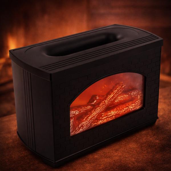 Фото Фонари, прожекторы, светильники Увлажнитель воздуха-аромадиффузор «Камин» LT-915 — 270 мл, эффект пламени, ультразвуковой холодный пар, LED-подсветка, USB-питани