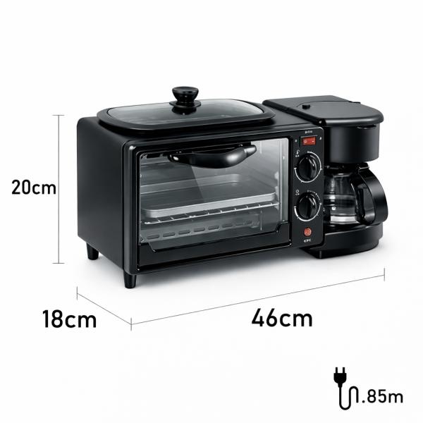 Фото Все для кухни Электрическая мини-духовка 3 в 1 с кофеваркой и гриль-сковородой ATLANFA AT-301, 12 л, 1050 Вт