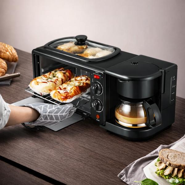 Фото Все для кухни Электрическая мини-духовка 3 в 1 с кофеваркой и гриль-сковородой ATLANFA AT-301, 12 л, 1050 Вт