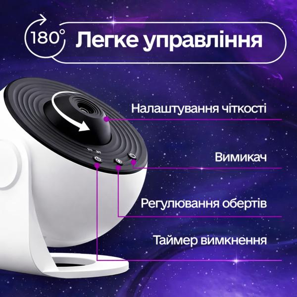 Фото Детский мир, детские товары Проектор звездного неба Galaxy Projector с 13 сменными слайдами, таймером сна и вращающейся LED-проекцией