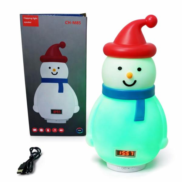 Фото Детский мир, детские товары Детский аккумуляторный ночник-Снеговик с RGB-подсветкой, Bluetooth-колонкой и функцией часов
