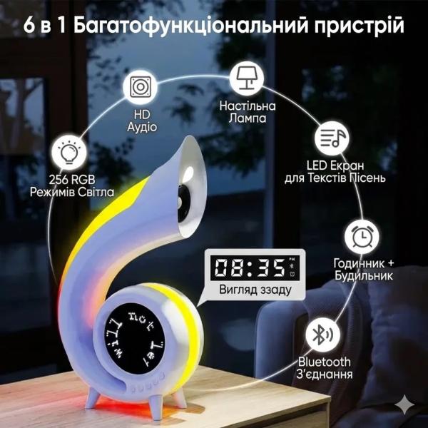 Фото Колонки и акустические системы Многофункциональная Bluetooth-колонка с LED-дисплеем, будильником, часами и RGB-подсветкой Abyss G69 Pro Lyrics